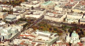 Aerial view of Vienna Unversity of Technology with Karlsplatz